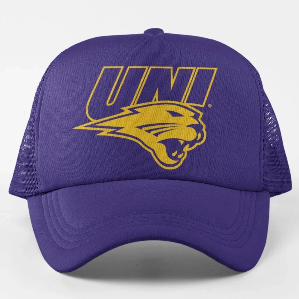 NEW UNI Northern Iowa Panthers Foam Trucker Mesh Snapback Hat PURPLE